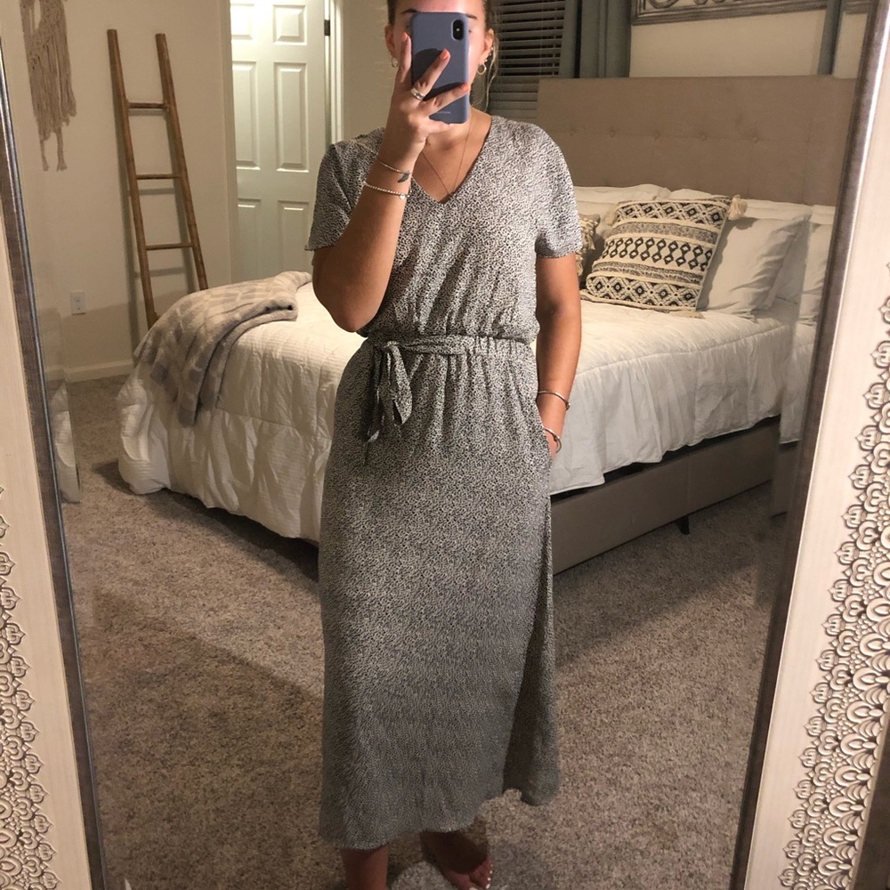 Speckled pattern Maxi Dress with adjustable tie